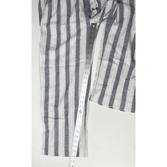 Rails Pants Womens Large Agnes Linen Blend Ankle White Blue Stripes Coastal EUC - Picture 12 of 14